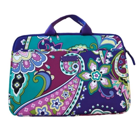 Vera Bradley Neoprene Paisley Floral Heather Laptop Bag - Picture 1 of 5